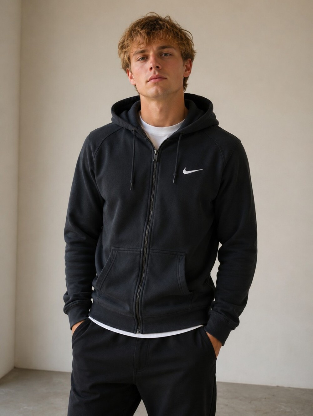 NIKE BLACK FULL ZIP HOODIE SWEATSHIRT SIZE LARGE